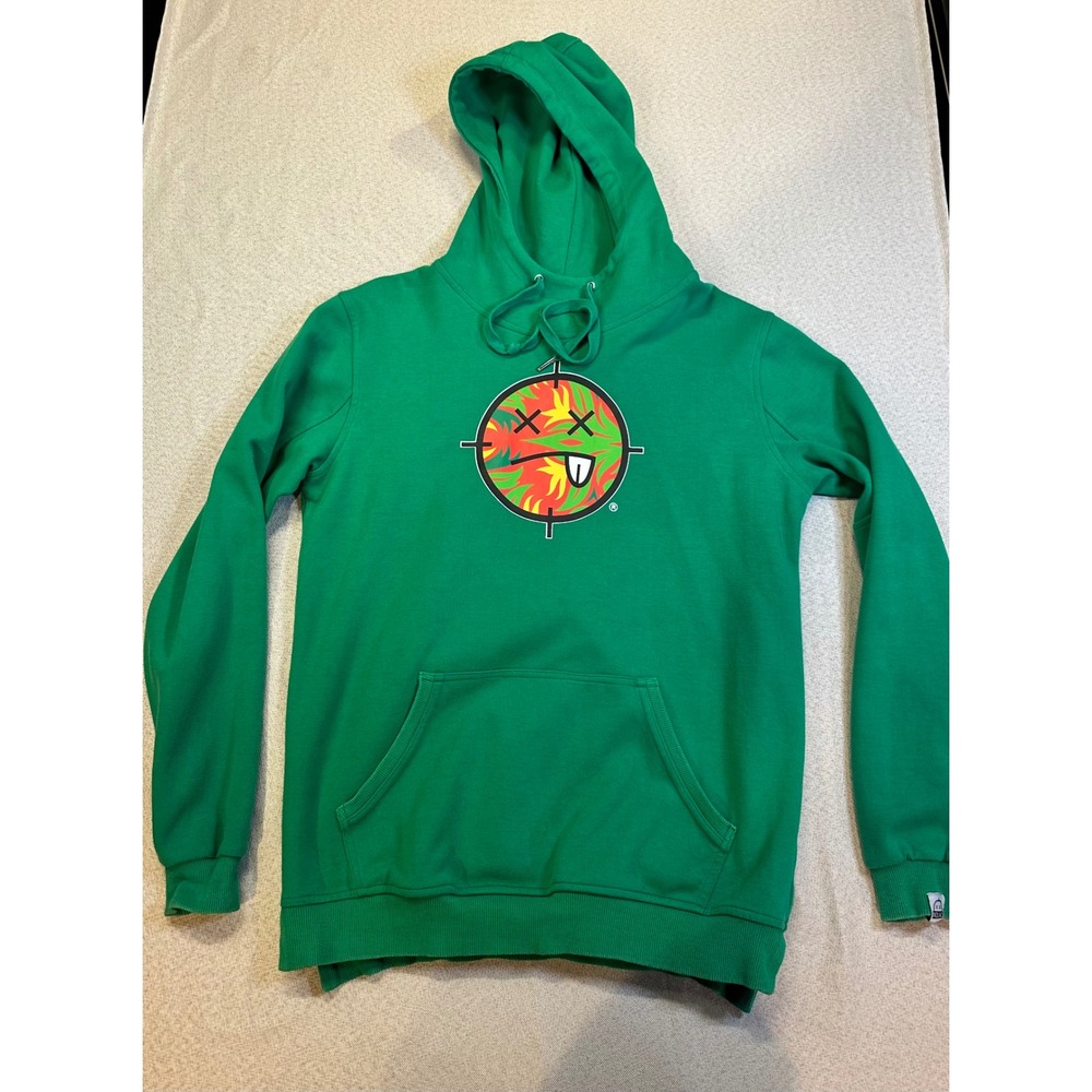 NOLAC Dreamers By Day Green Graphic Hoodie Dead Smiley Face Mens Medium
